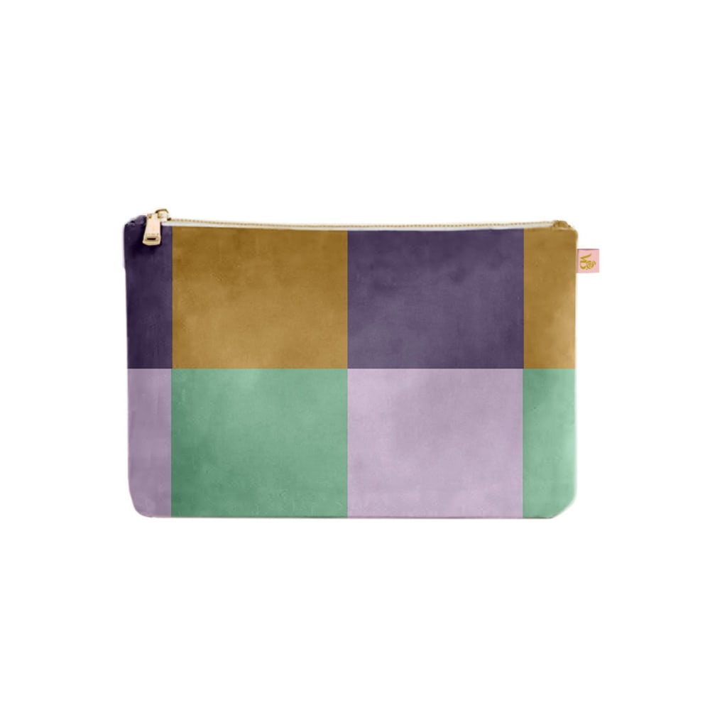 Vent de Bohème Porte-monnaie en velours imprimé, 10x15 cm, motif carreaux doré Marron Certifié Oeko-Tex