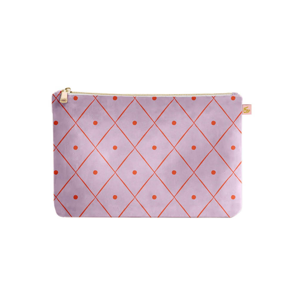 Vent de Bohème Porte-monnaie en velours imprimé, 10x15 cm, motif graphique lila Violet Certifié Oeko-Tex