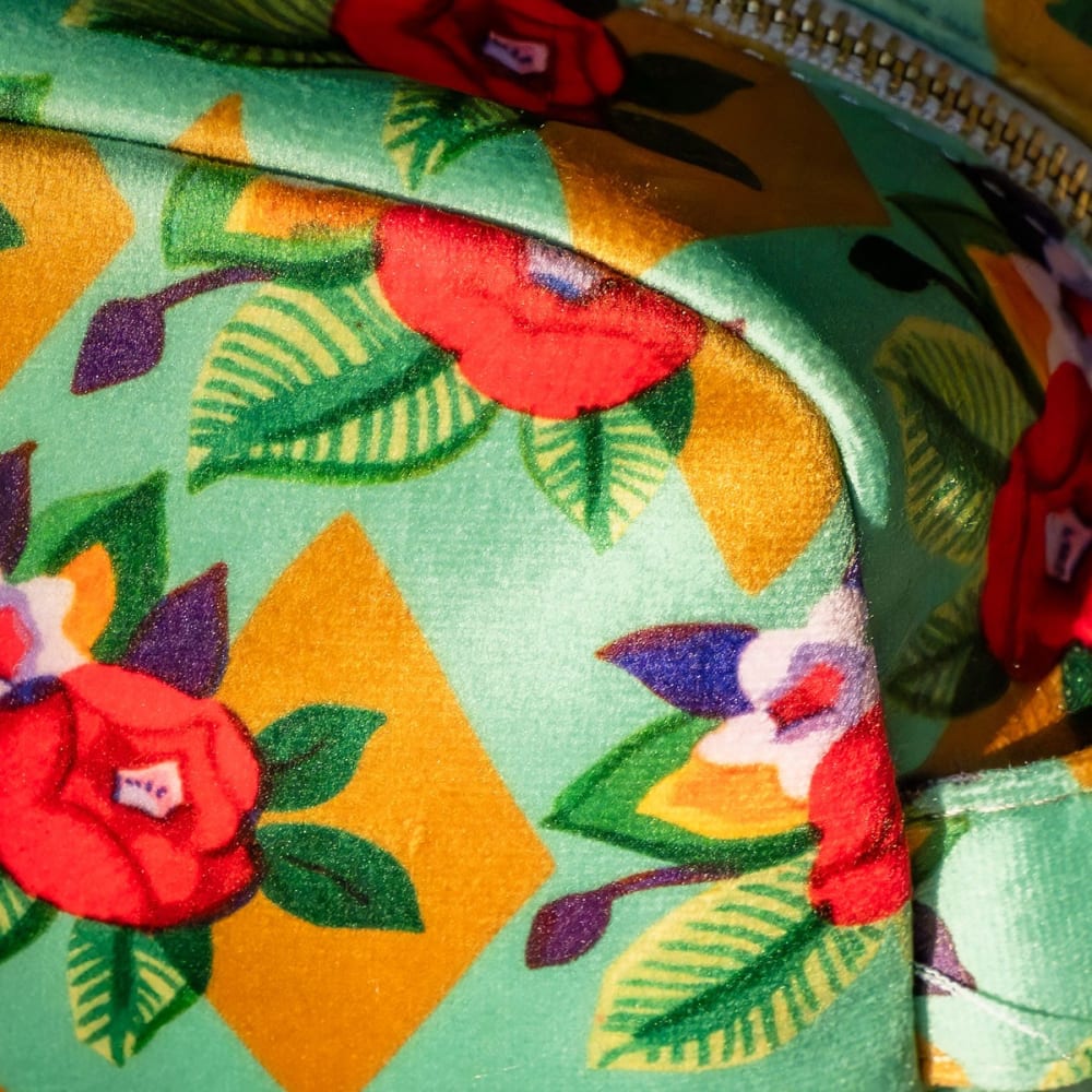 Trousse de toilette velours, 24x16x9 cm, imprimé fleuri vert - Maisons du Monde