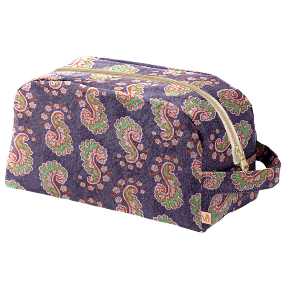 Trousse de toilette velours imprimé graphique violet