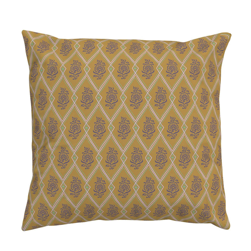 Vent de Bohème Kissenhülle aus Samt mit goldenem grafischem Muster style classic chic Braun Samt