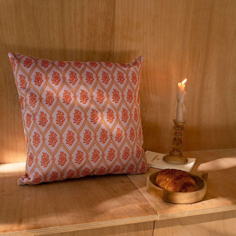 Housse de coussin velours, 45x45 cm, motif graphique lila - Maisons du Monde