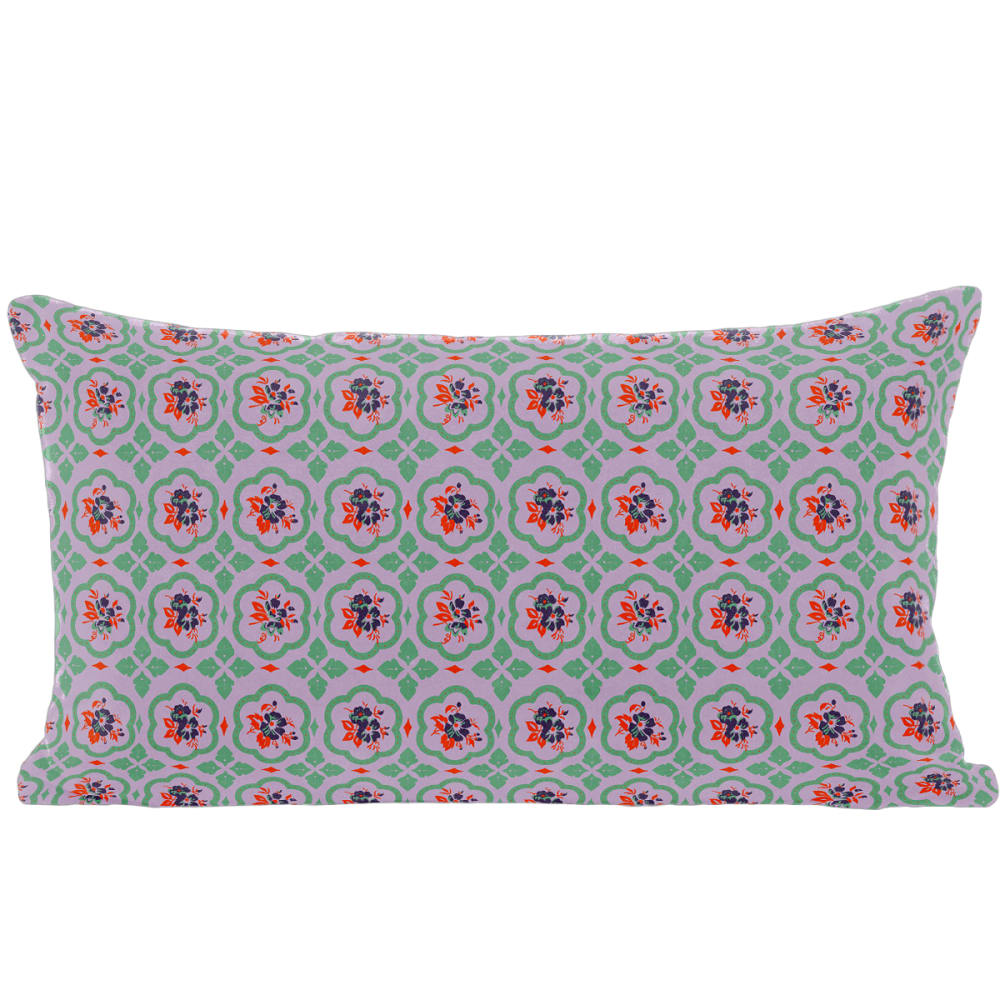Vent de Bohème Kissenhülle aus Samt mit lila grafischem Muster style modern Violett Samt
