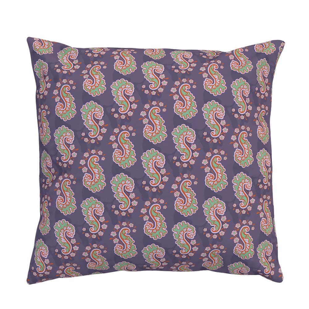 Vent de Bohème Housse de coussin velours, 45x45 cm, motif graphique indien violet style classique chic