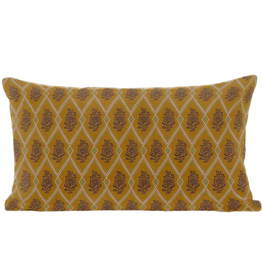 Housse de coussin velours graphique doré 30x50 cm