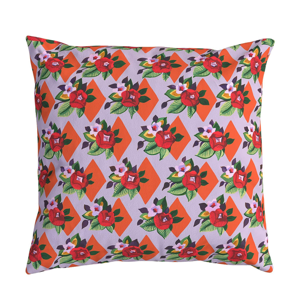 Vent de Bohème Housse de coussin velours, 45x45 cm, motif fleuri lila style classique chic Violet