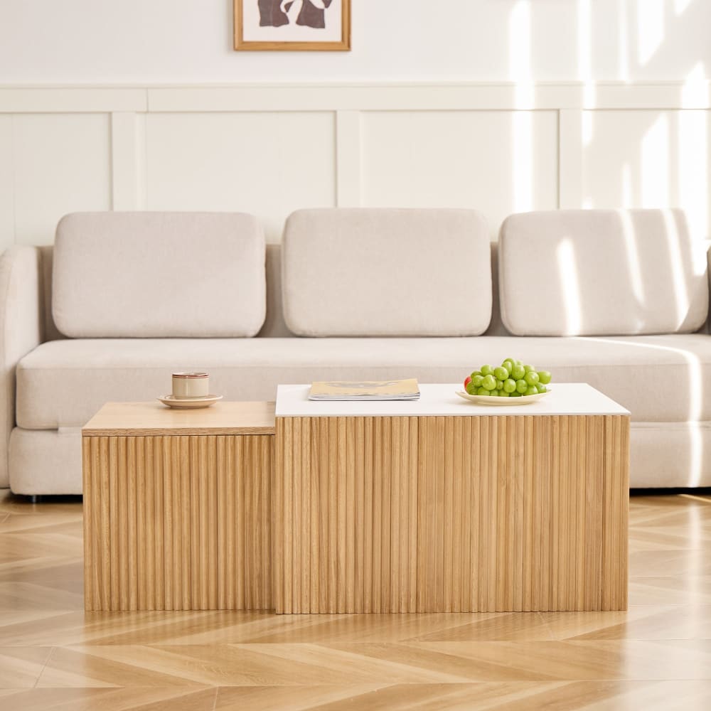 Nordlys Couchtisch (2er Set) aus Holz style classic chic Braun Holz