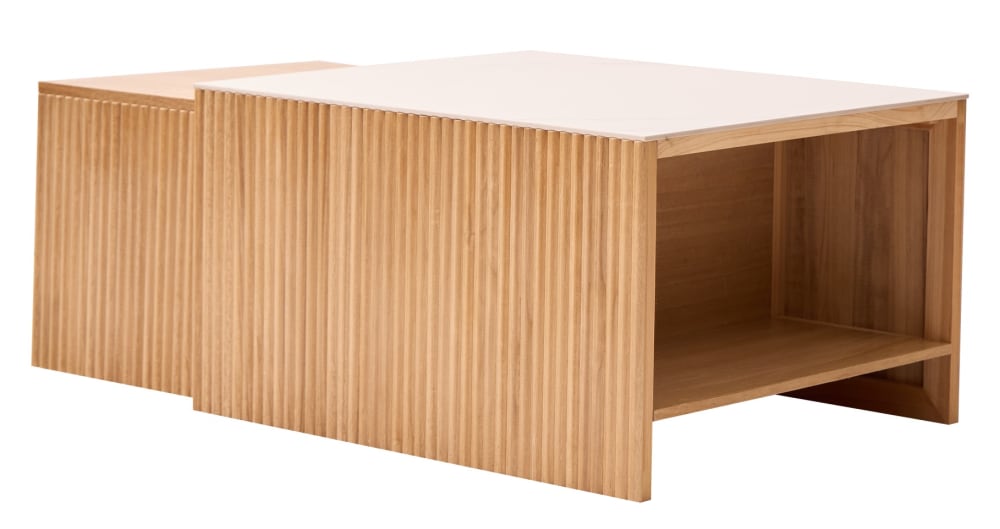 Set de 2 tables basses gigognes en bois et effet marbre - Maisons du Monde