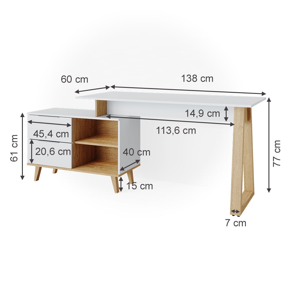 Bureau avec tiroirs xl, blanc 138 x 77cm - Maisons du Monde
