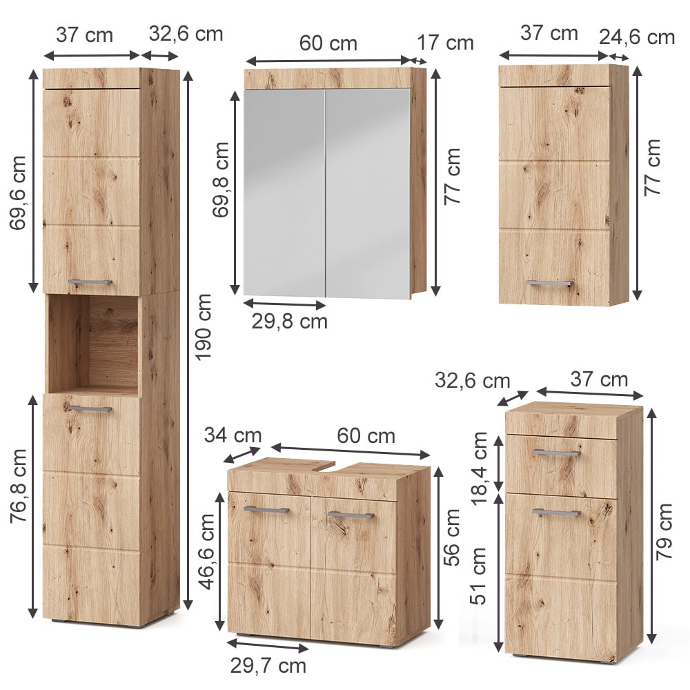 Meubles bain 5 pièces chêne wotan 60x56cm - Maisons du Monde