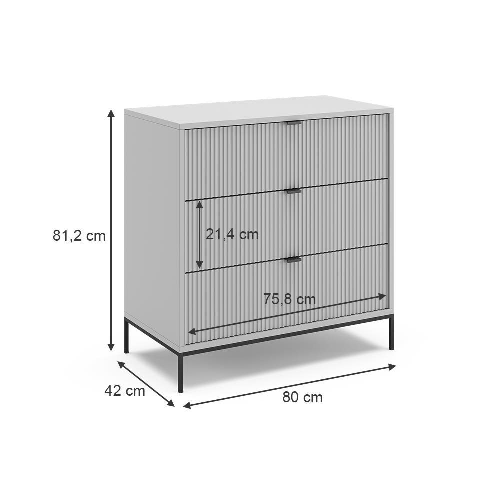 Commode avec tiroirs avec 3 tiroirs gris 80x81.2cm - Maisons du Monde
