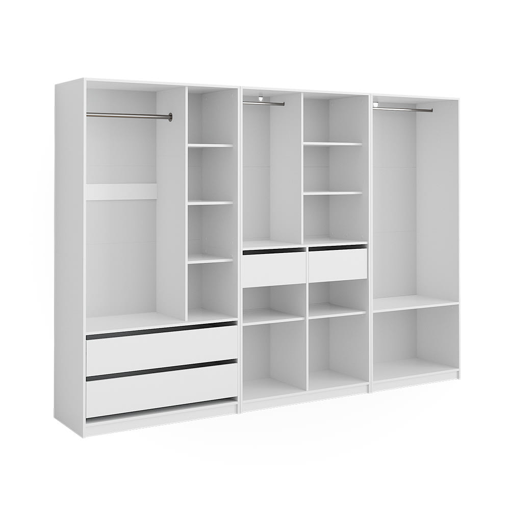 Vicco Kleiderschrank 3er Set Weiß 280x200cm style modern Weiß Spanplatte