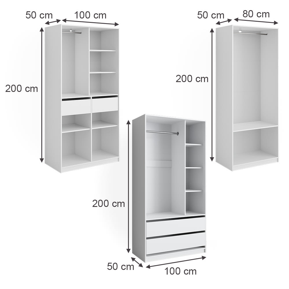 Kleiderschrank 3er Set Weiß 280x200cm - Maisons Du Monde