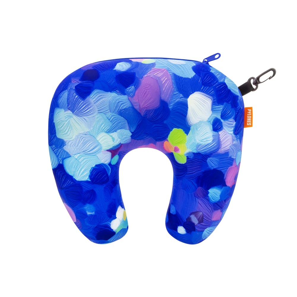 Coussin de voyage pliable 3 en 1 bleu polyester 39 x 15 x 31 cm