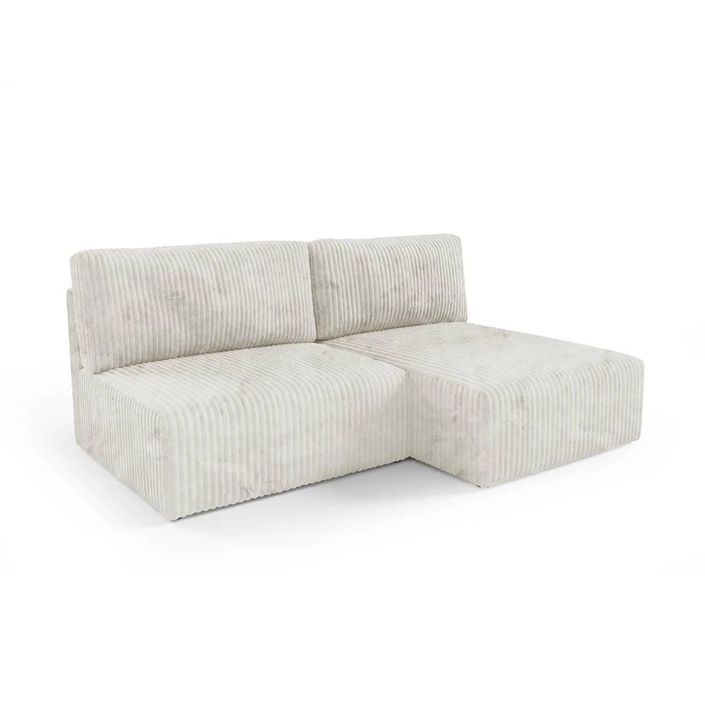 Canapé d'angle convertible et modulable 4 places en côtelé beige