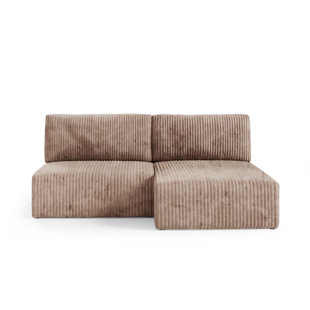 Canapé d'angle convertible et modulable 4 places en côtelé taupe