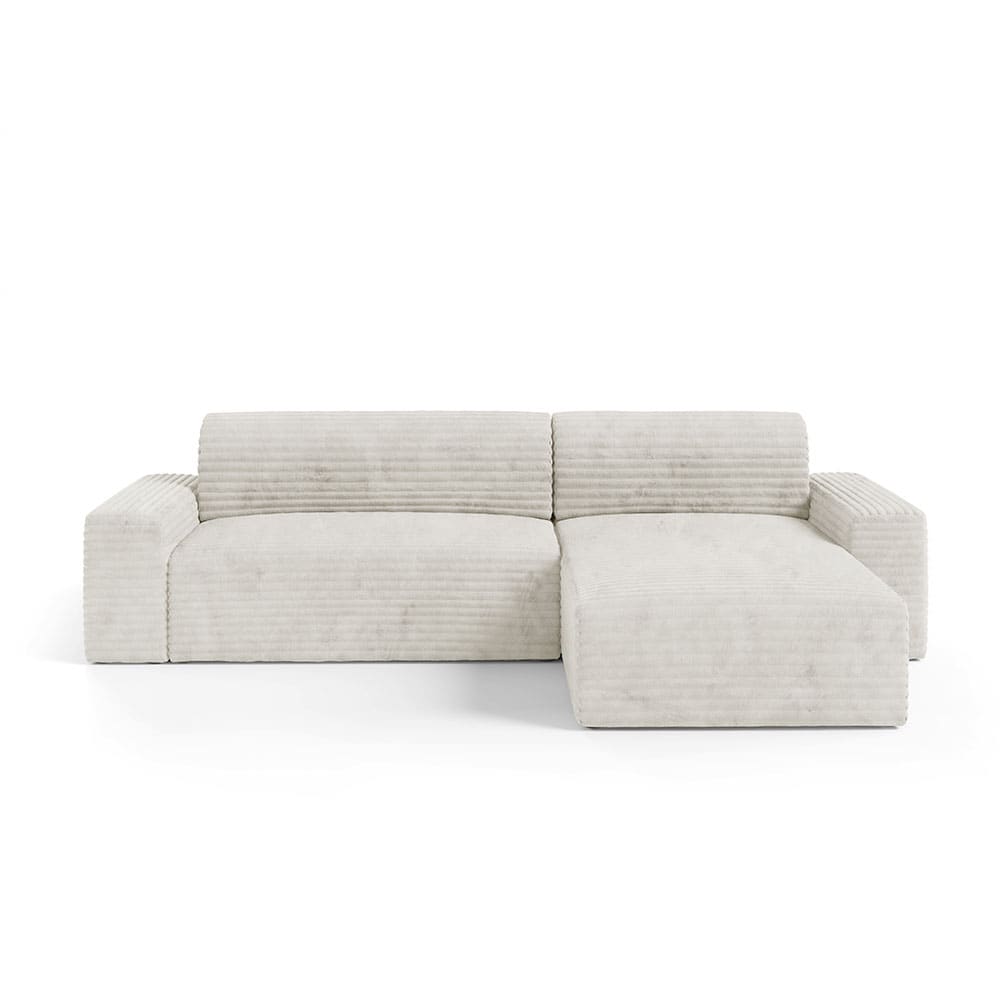 Canapé d'angle convertible et réversible 4 places en côtelé écru