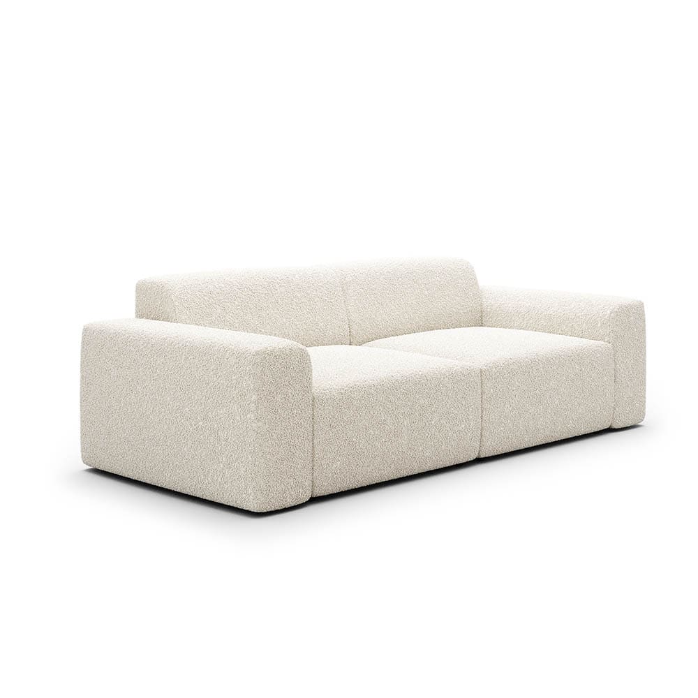 Canapé 3 places en tissu bouclette écrue