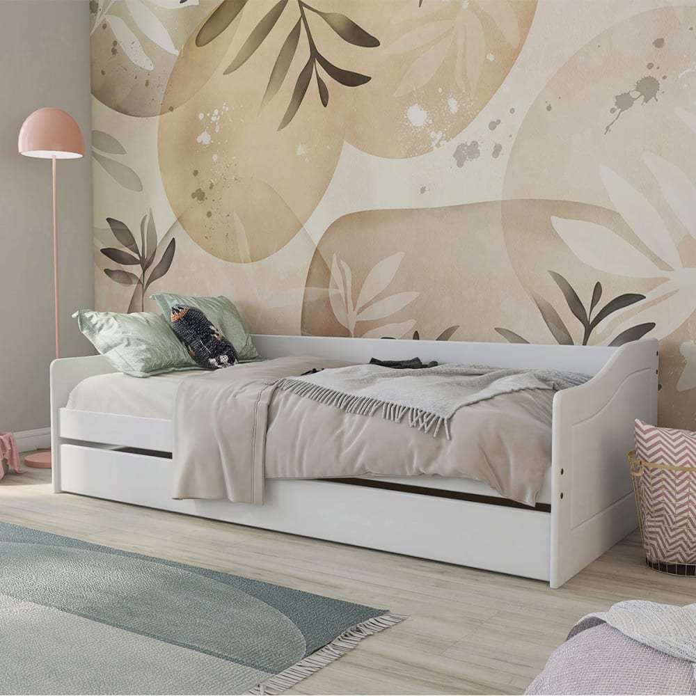 Lit gigogne 90x190cm en pin massif coloris blanc - Maisons du Monde