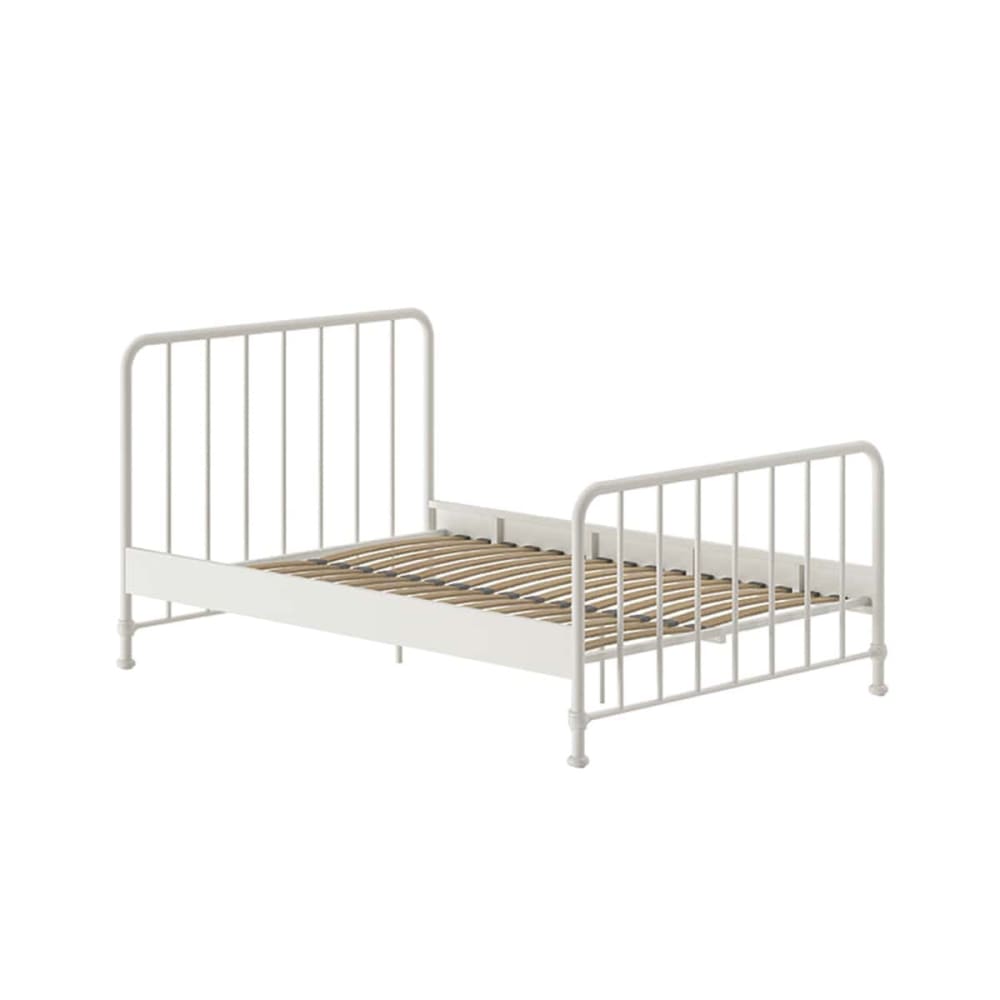Lit à barreaux 140x200cm métal poudré blanc