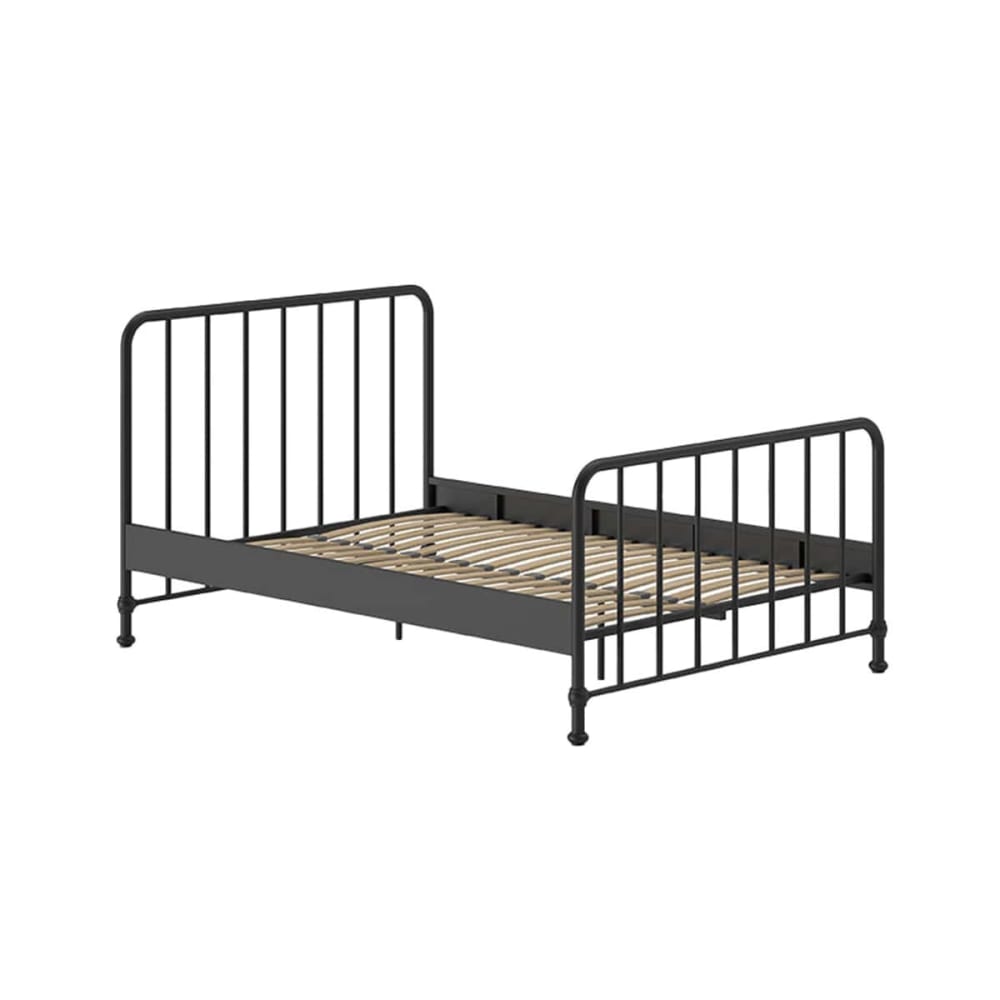 Lit à barreaux 140x200cm métal poudré noir