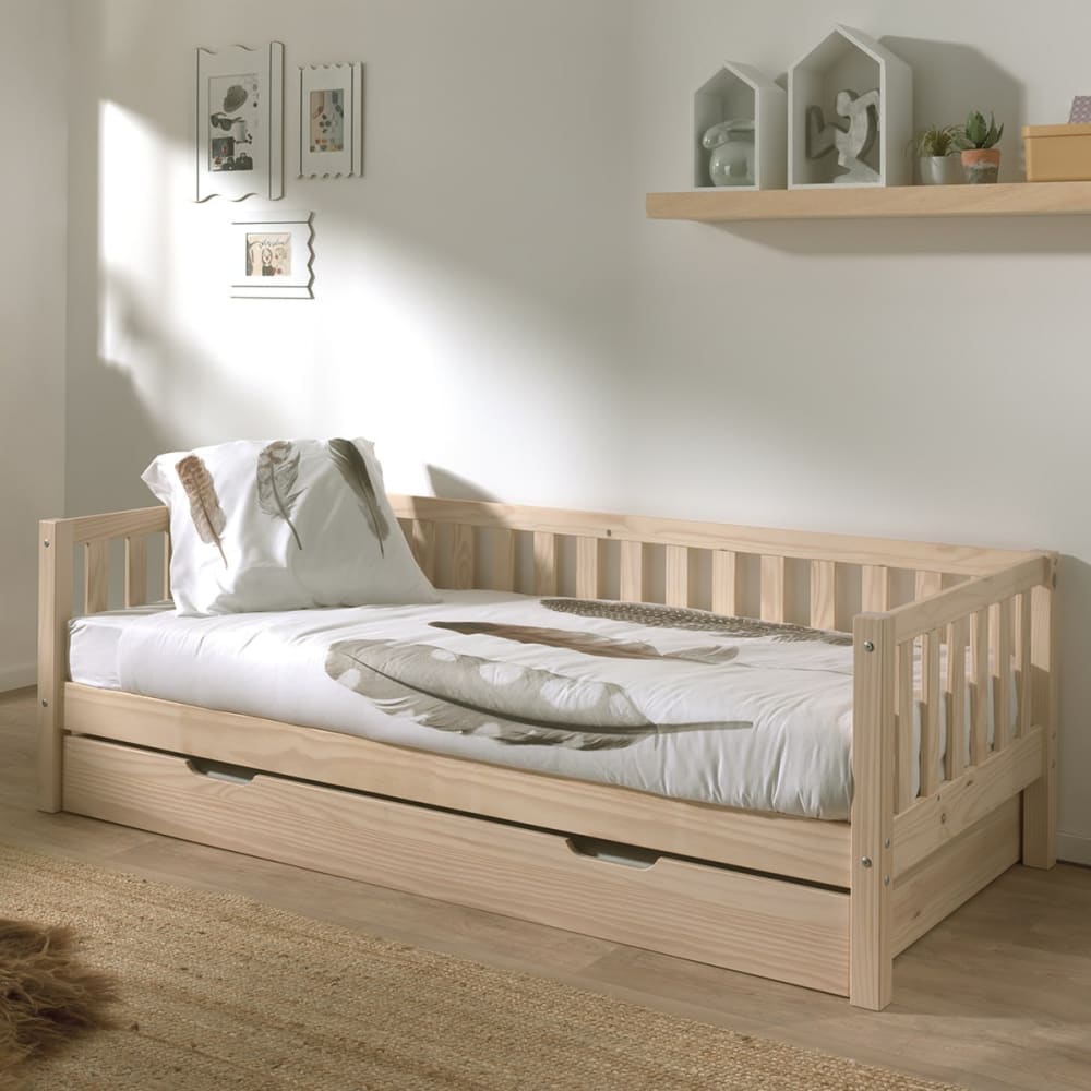 Lit gigogne 90x200cm en pin naturel - Maisons du Monde
