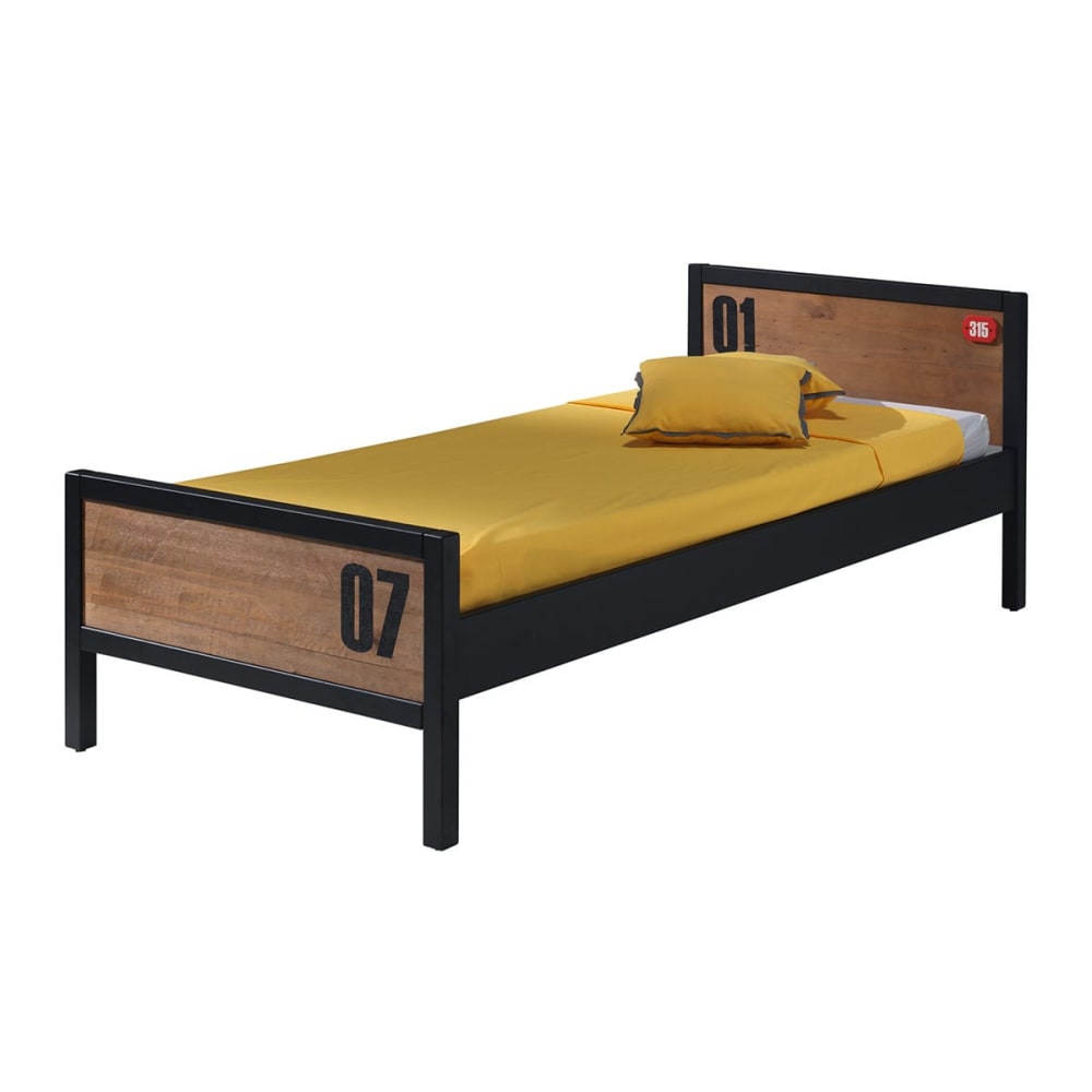 Lit 90x200cm en pin massif - motifs