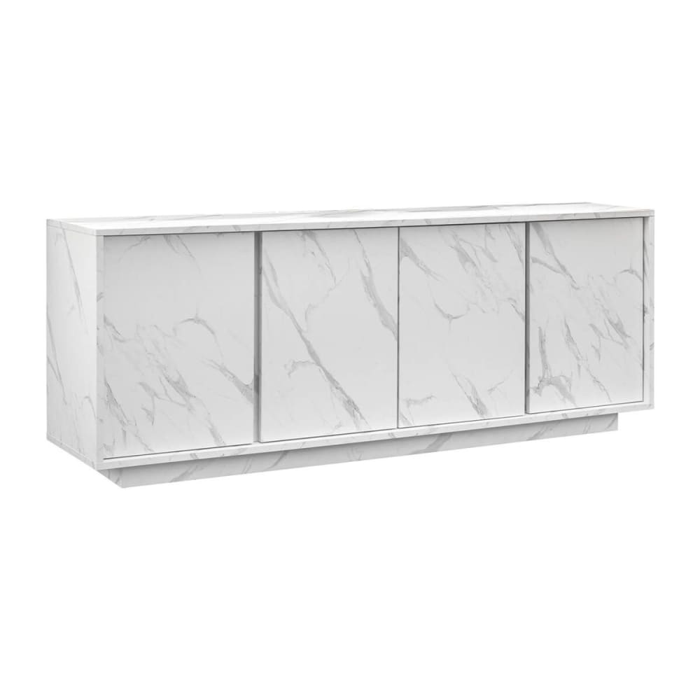 Buffet  4 portes aspect marbre blanc