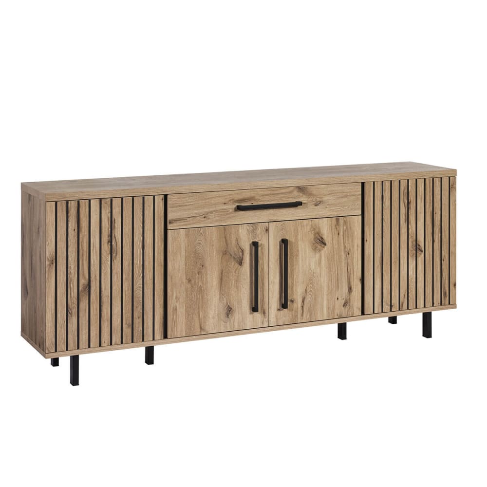 Buffet 4 portes 1 tiroir aspect bois canyon oak effet tasseaux