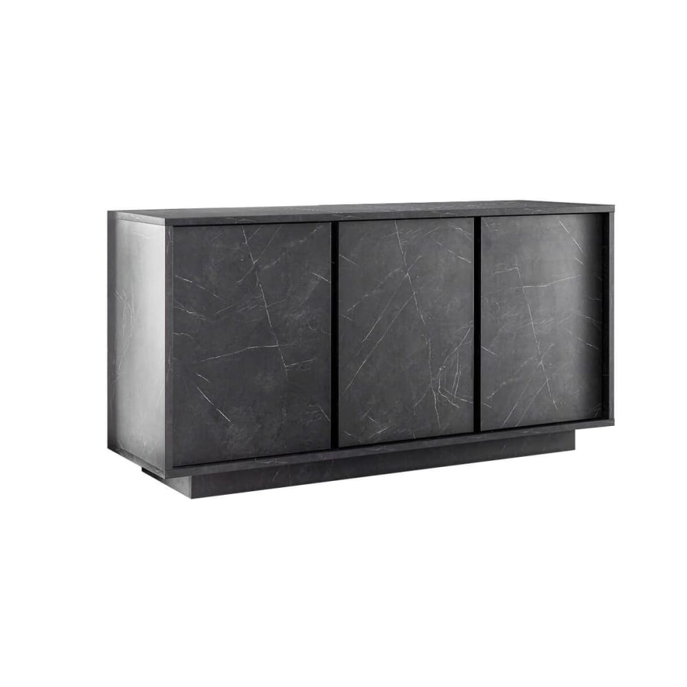 Altobuy Buffet 3 portes aspect marbre gris anthracite style contemporain Gris Panneau De Particules - 137x78x42cm