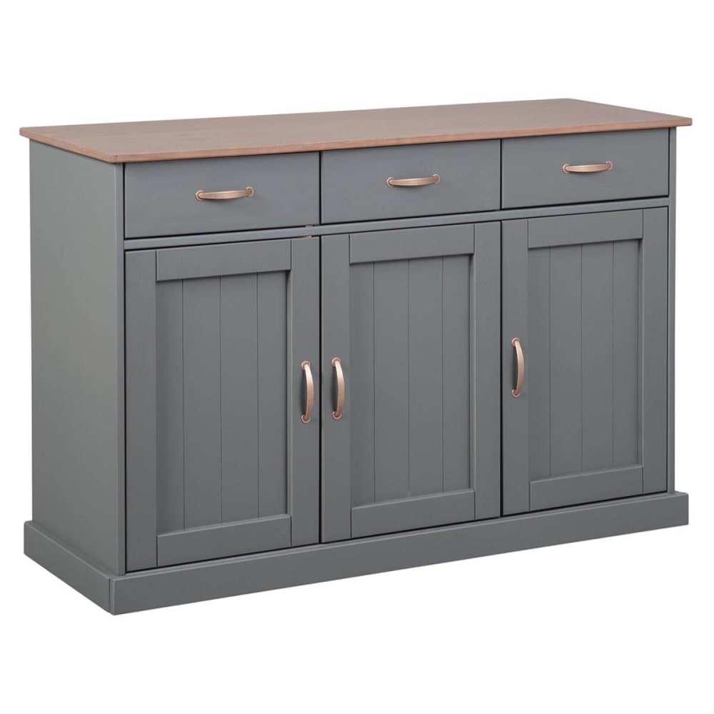 Buffet  3 portes 3 tiroirs coloris gris
