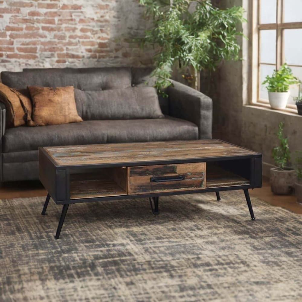 Table basse 1 tiroir manguier massif recyclé - Maisons du Monde