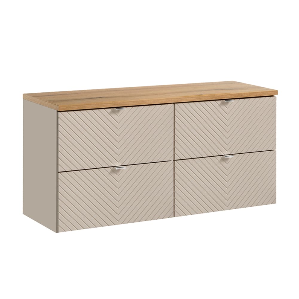 Meuble sous-vasque 120cm 4 tiroirs panneaux mélaminé et mdf beige