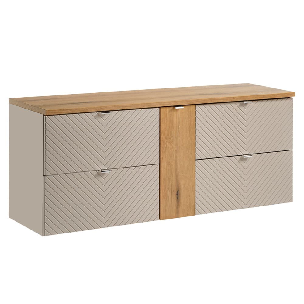 Petits meubles 140cm 4 Schubladen 1 Tür Melamin Kaschmir Beige Spanplatte