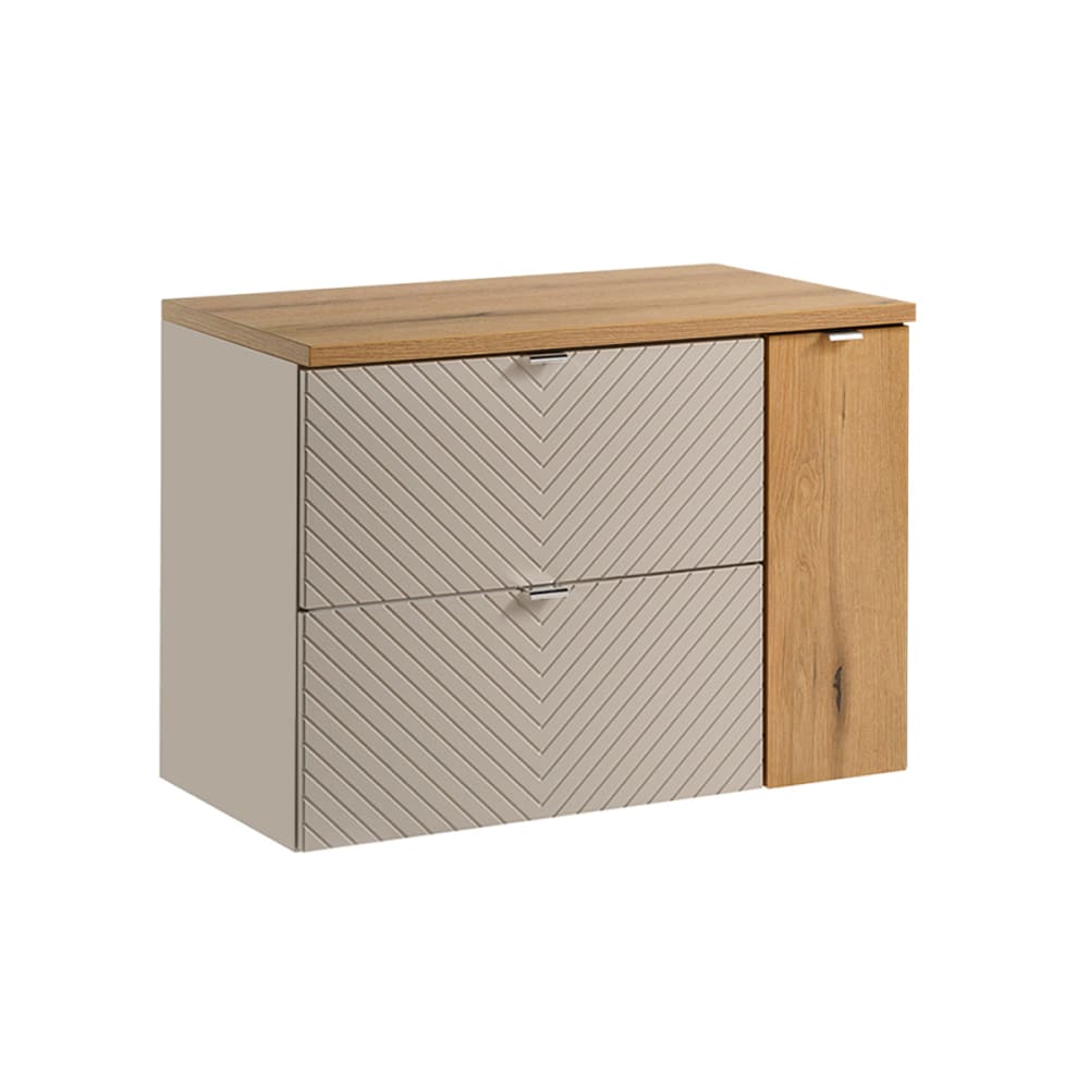 Petits meubles Meuble sous-vasque 80cm 2 tiroirs panneaux mélaminé et mdf beige Beige Panneau De Particules - 80x59x40cm
