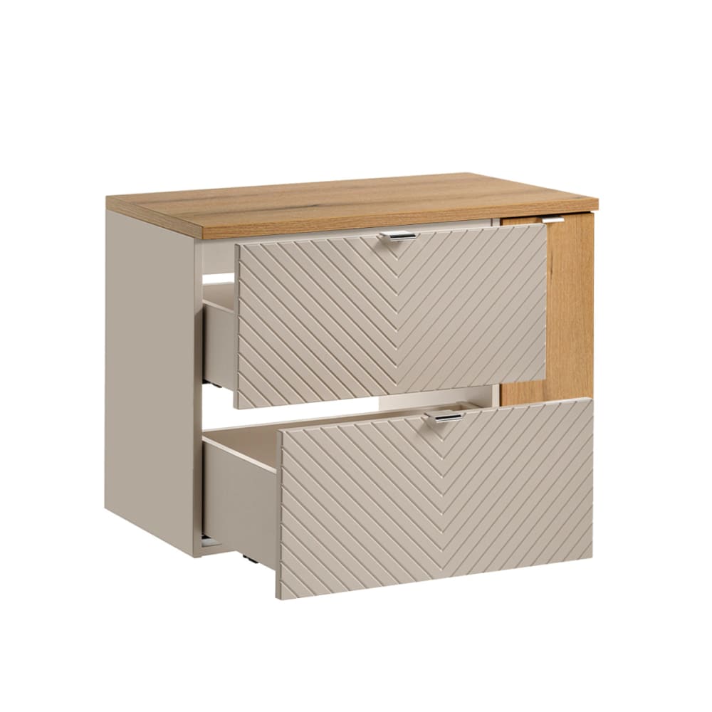 Waschtisch 80cm 2 Schubladen 1 Tür Melamin Kaschmir - Maisons Du