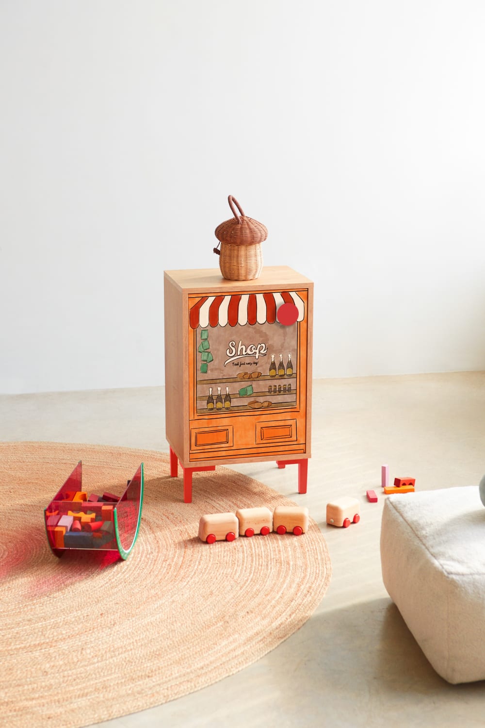 Table de chevet 1 porte couleur chêne imprimé  magasin (RNT by Really Nice Things) - Image 1