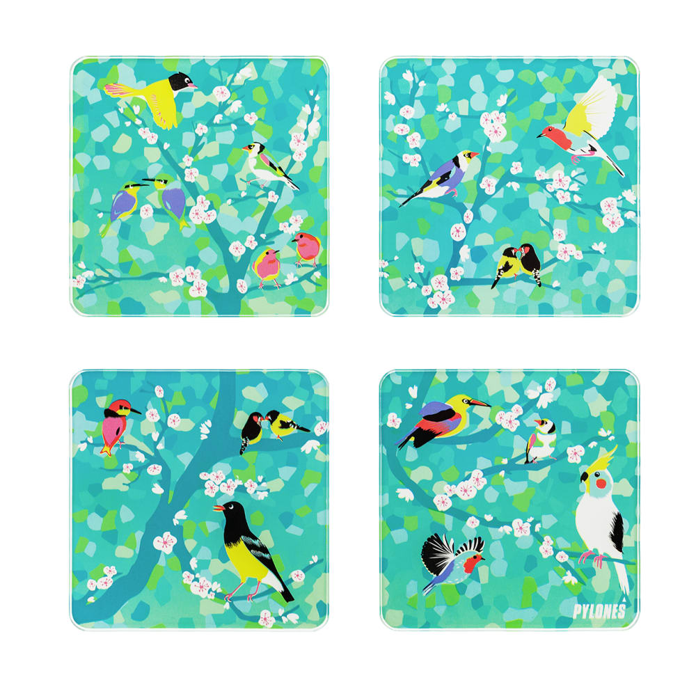 Set de 4 dessous de verre  bleu clair verre 10 x 10 x 1 cm