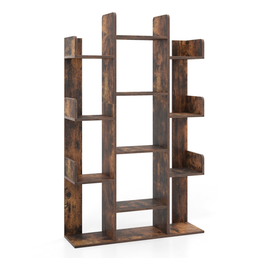 Giantex Bücherregal in Baumform aus Holz 86x24,5x141cm, Braun Braun Holz