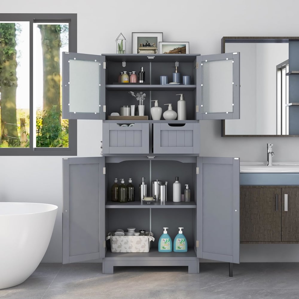 Badezimmerschrank aus Holz 60x30x128cm, Grau - Maisons Du Monde
