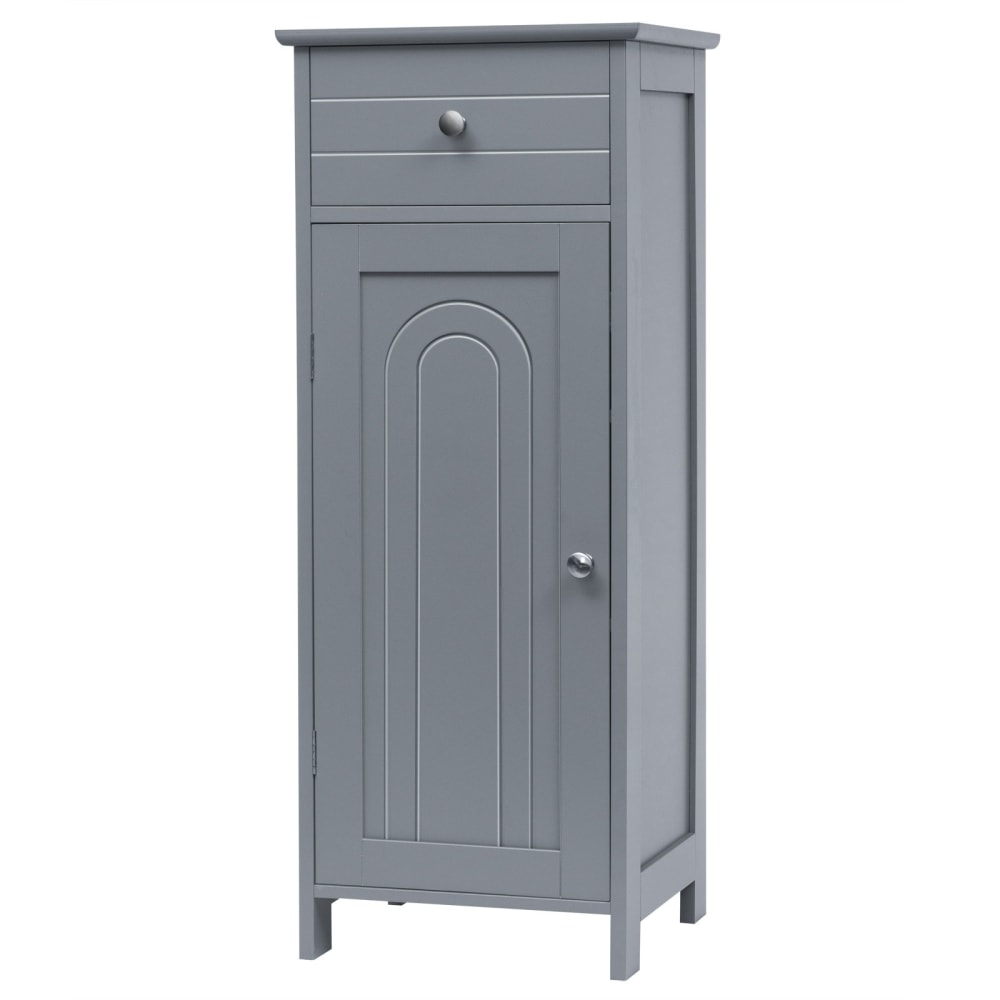 Giantex Badschrank aus Holz 35x30x87cm, Grau Grau Holz