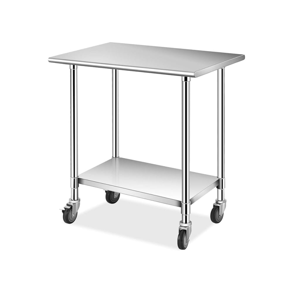 Giantex Kuechenwagen aus Edelstahl 91.5x61x90cm, Silber Silber Edelstahl