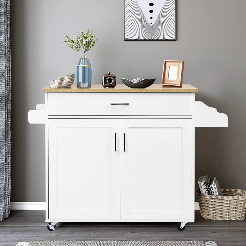 Servierwagen aus Holz 116x40x85cm, Weiß - Maisons Du Monde
