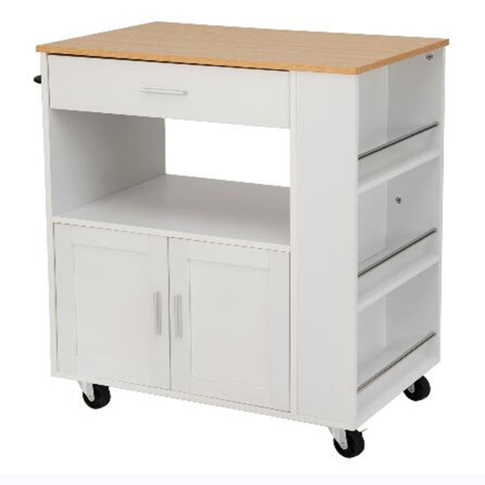 Giantex Küchenwagen aus Holz 75x46x88cm, Weiß Weiß Holz
