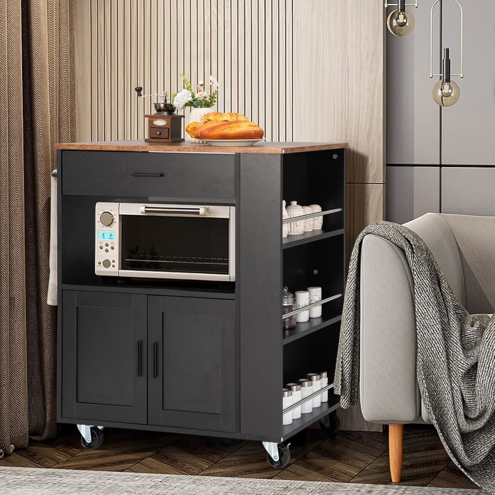 Küchenwagen aus Holz 75x46x88cm, Schwarz - Maisons Du Monde
