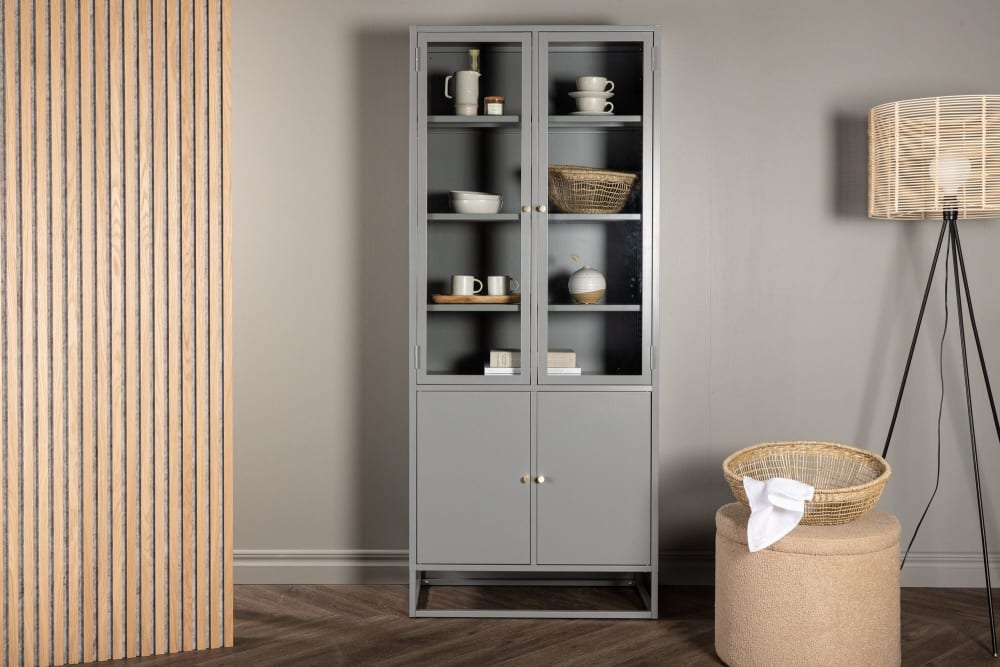 Vitrine gris clair en acier