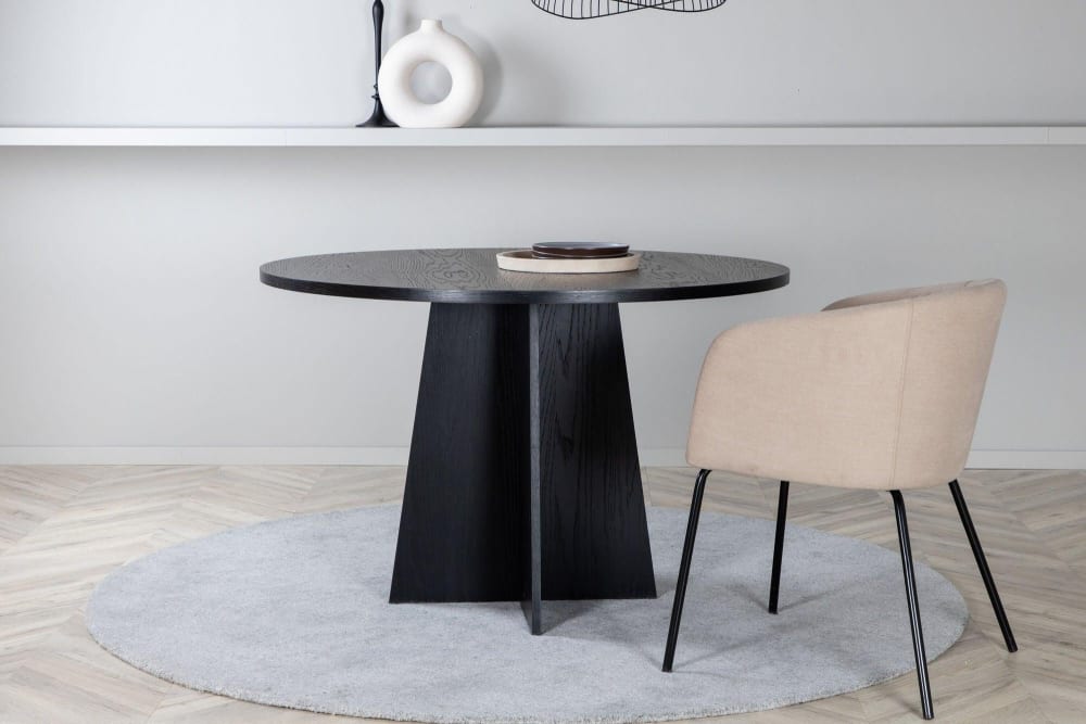 Table de salle à manger ronde noire en bois - Maisons du Monde