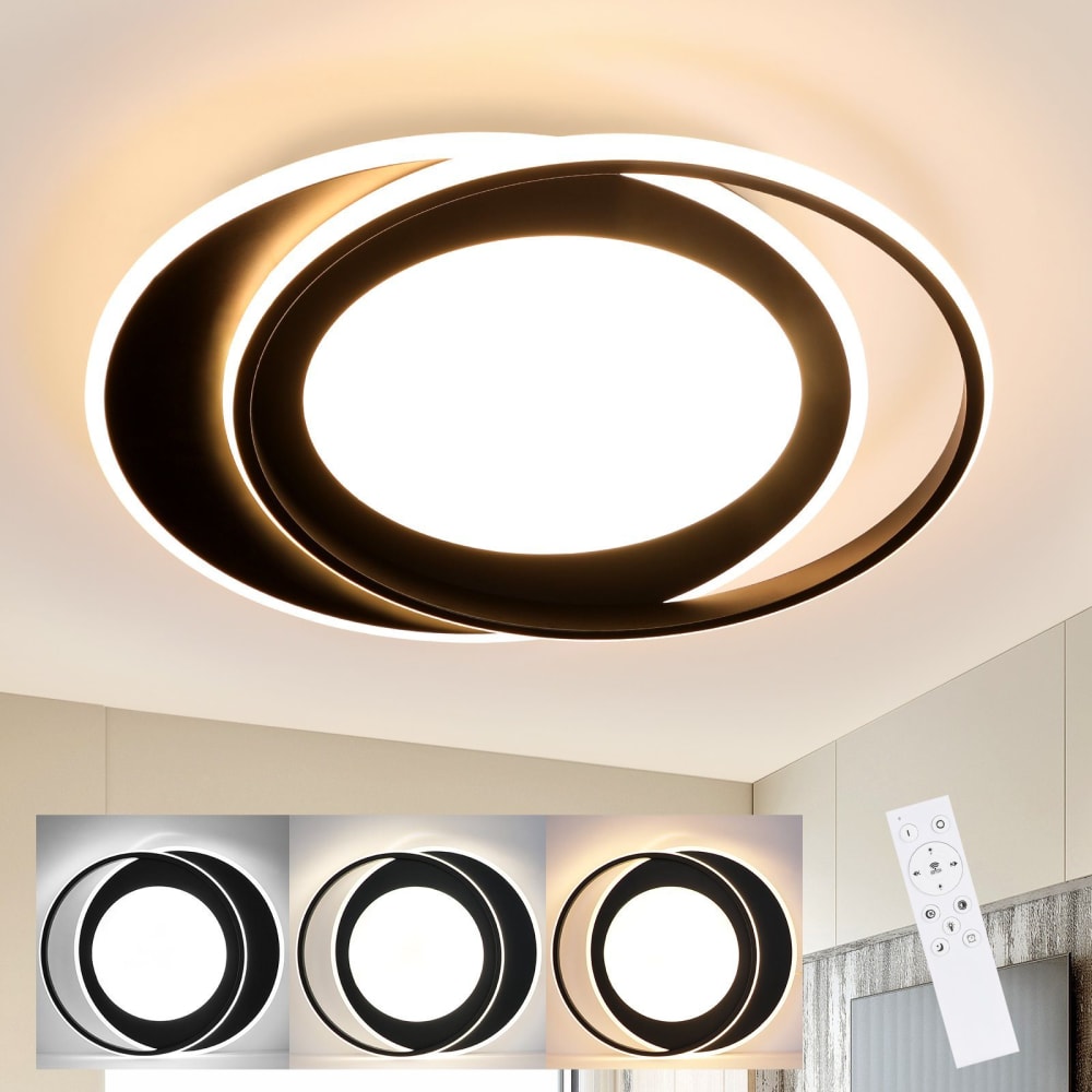 Raisner - LED-Deckenleuchte aus Metall, Schwarz, L 49 cm -