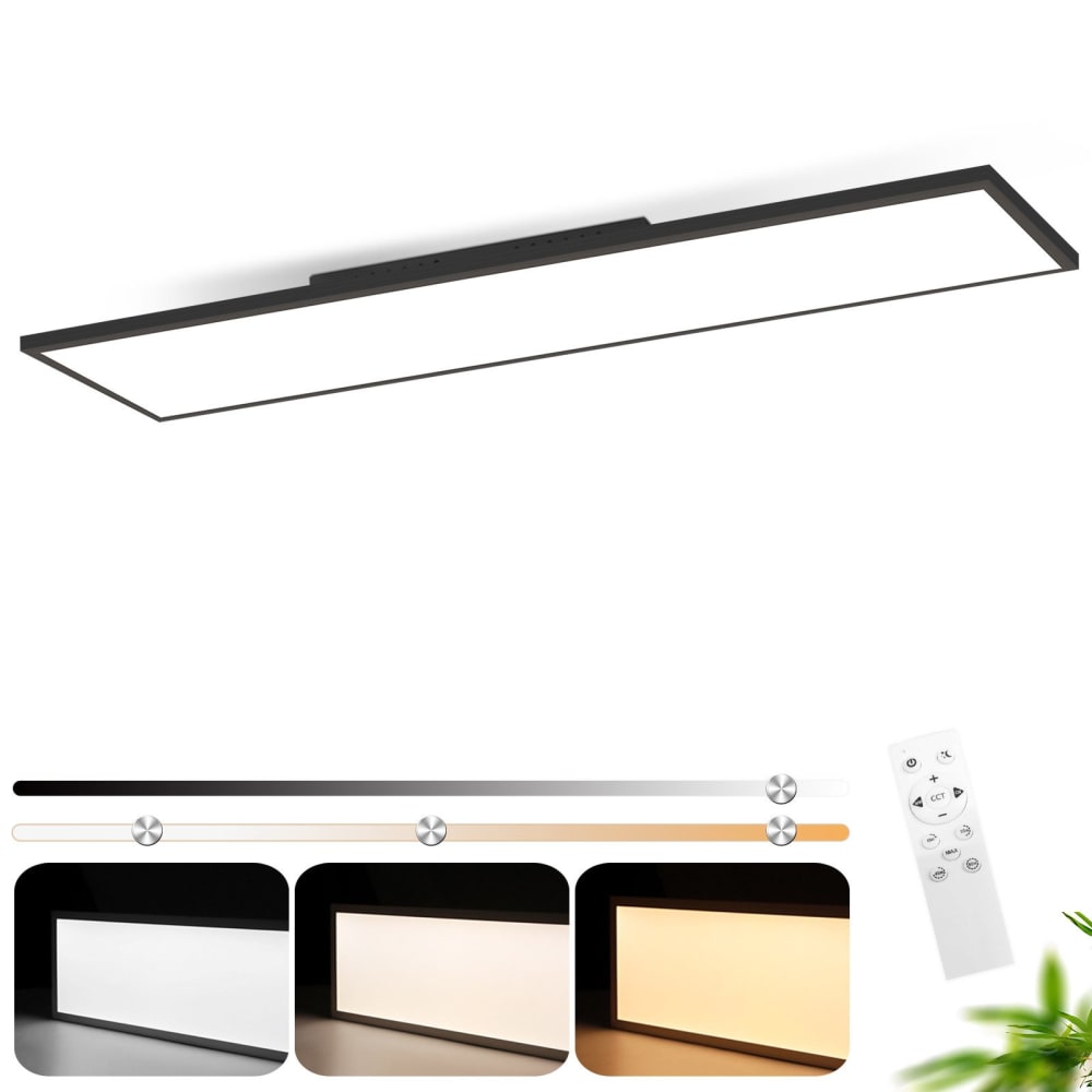Christina - plafonnier led en métal, coloris noir, l 120 cm
