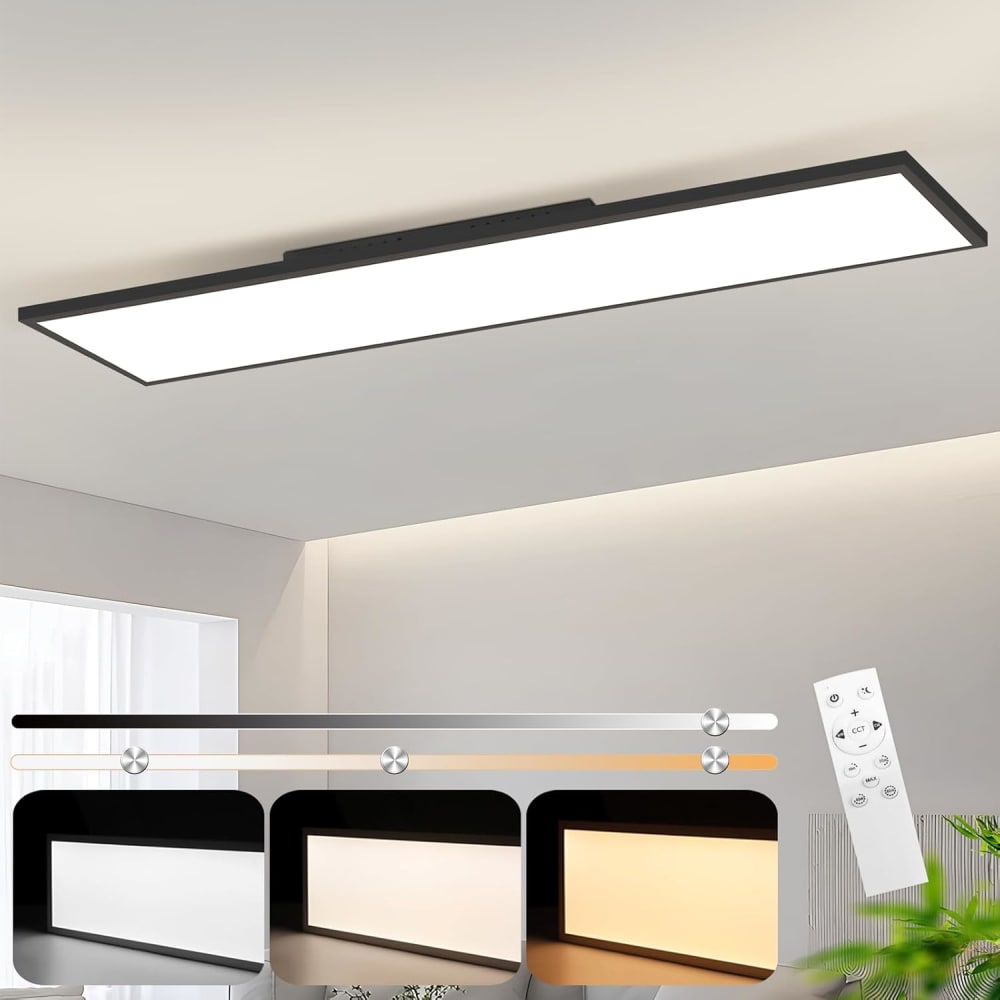 Christina - plafonnier led en métal, coloris noir, l 120 cm — vue 3